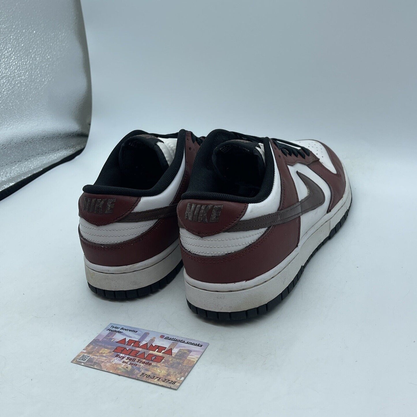 Size 10.5 - Dunk Low Black White Burgundy Leather Custom* (DD1391-100)