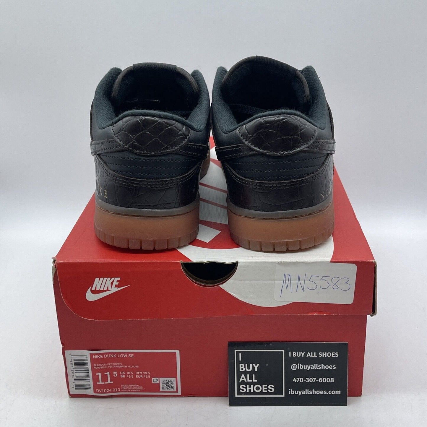 Size 11.5 - Nike Dunk SE Low Velvet Brown Black Leather (DV1024-010)