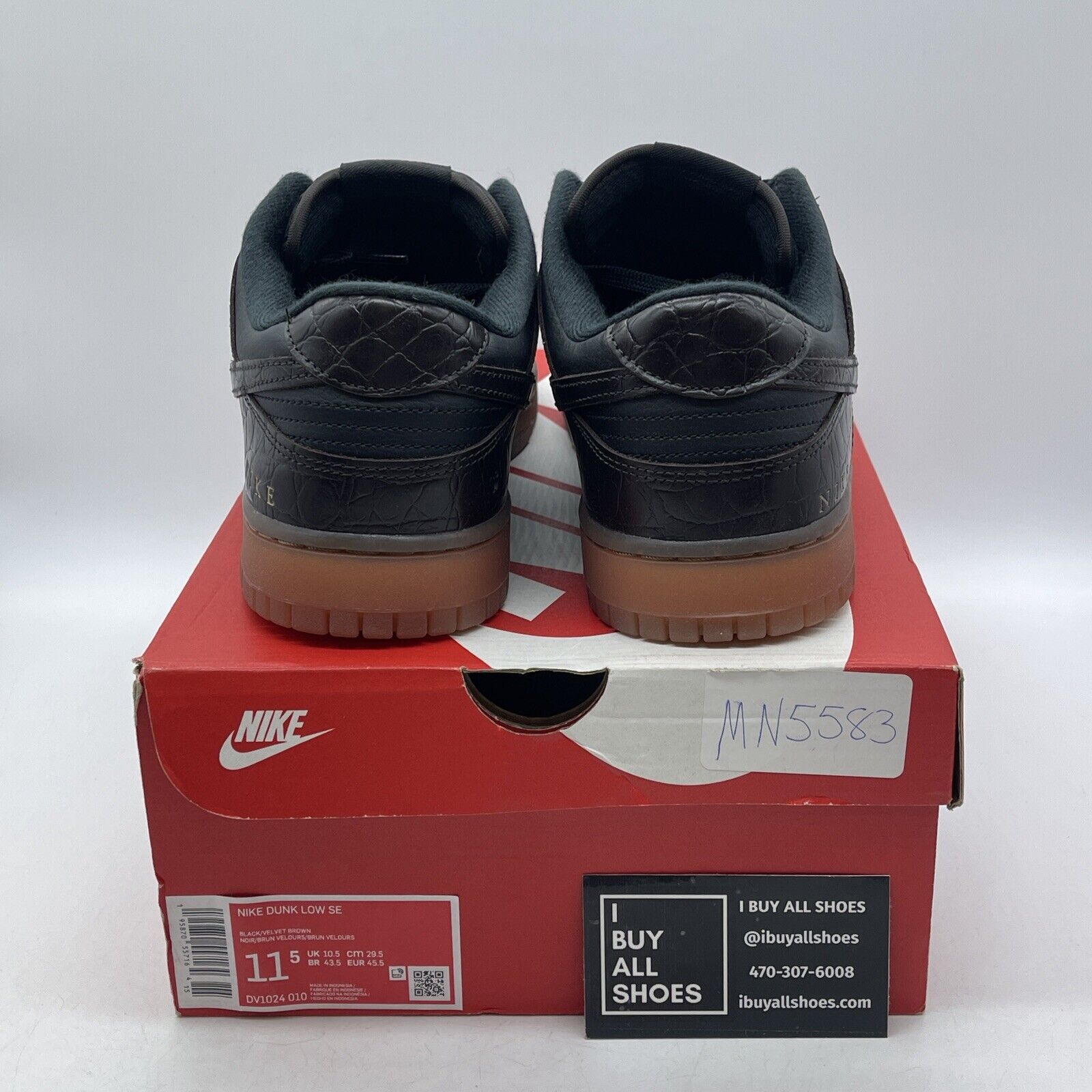 Size 11.5 - Nike Dunk SE Low Velvet Brown Black Leather (DV1024-010)