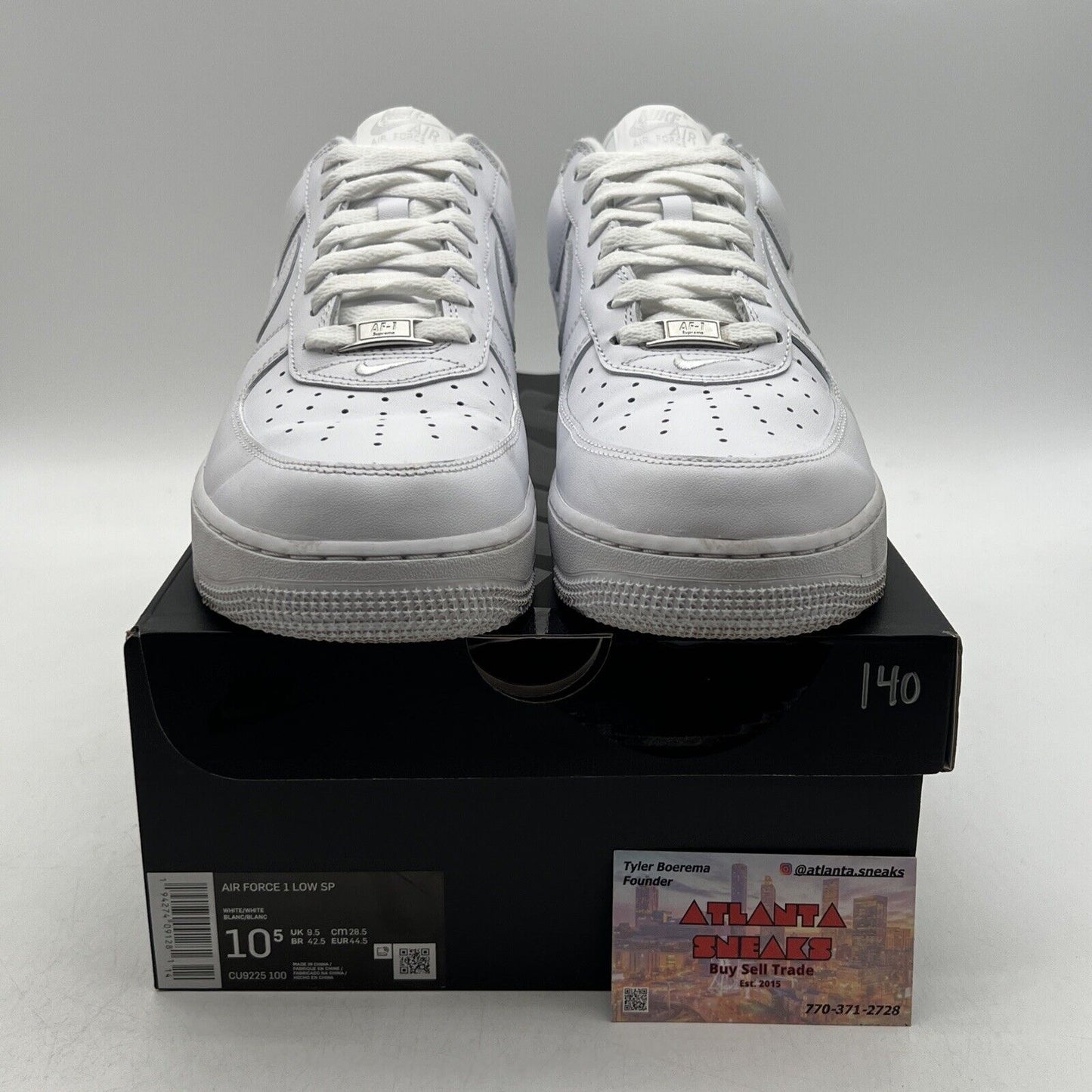 Size 10.5 - Nike Air Force 1 x Supreme Low Box Logo - White Red (CU9225-100)