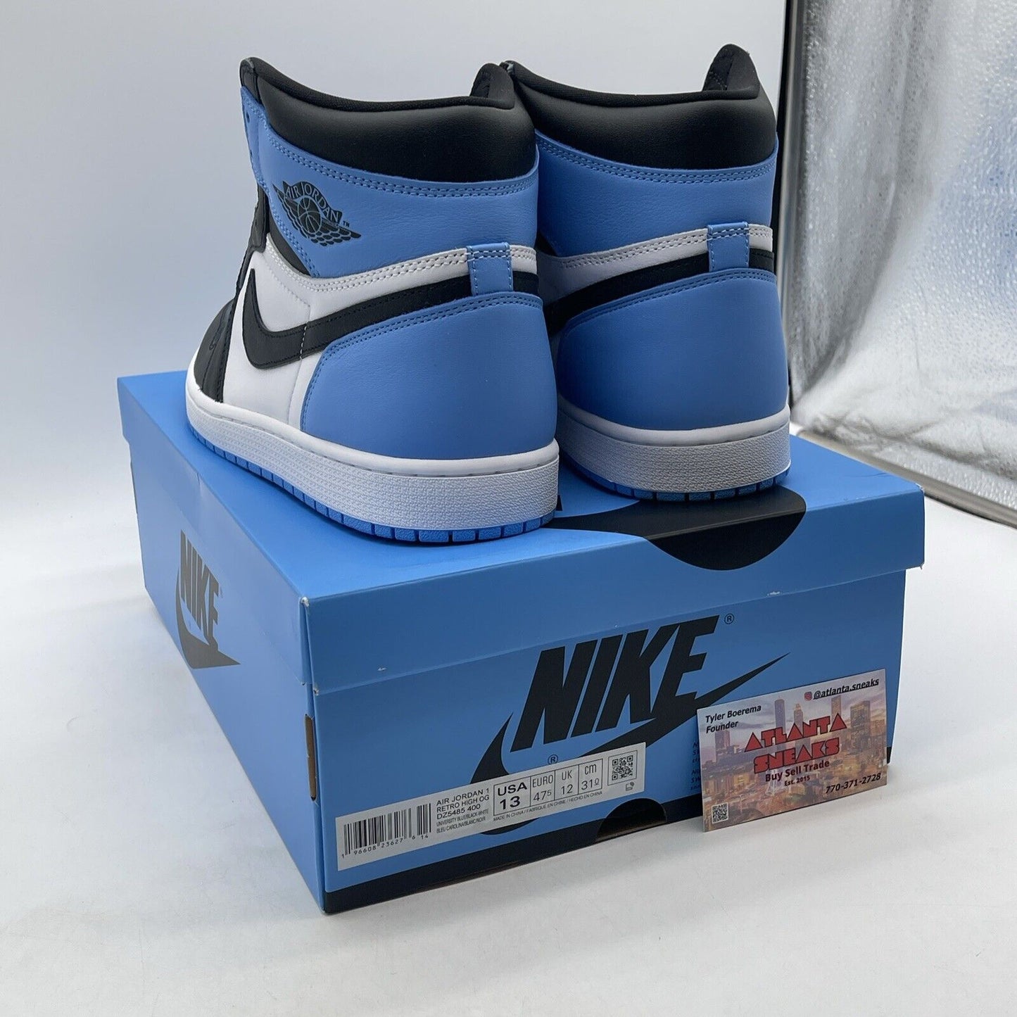 Size 13 - Jordan 1 Retro OG High UNC Toe Blue Black White Leather (DZ5485-400)