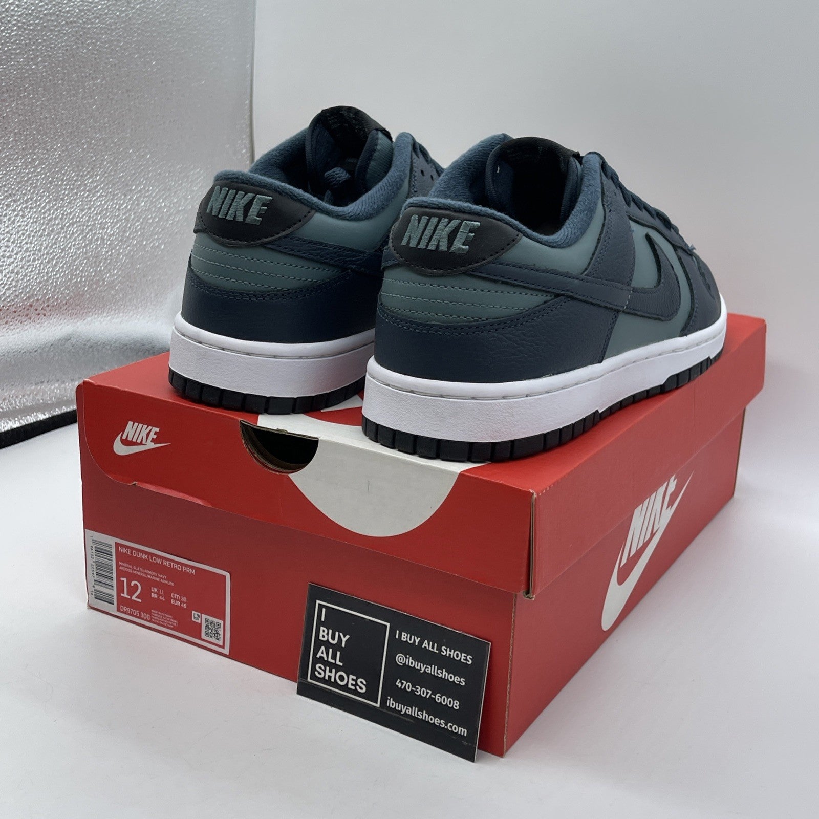 Size 12 - Nike Dunk Low Armory Navy Black Mineral State White (DR9705-300)