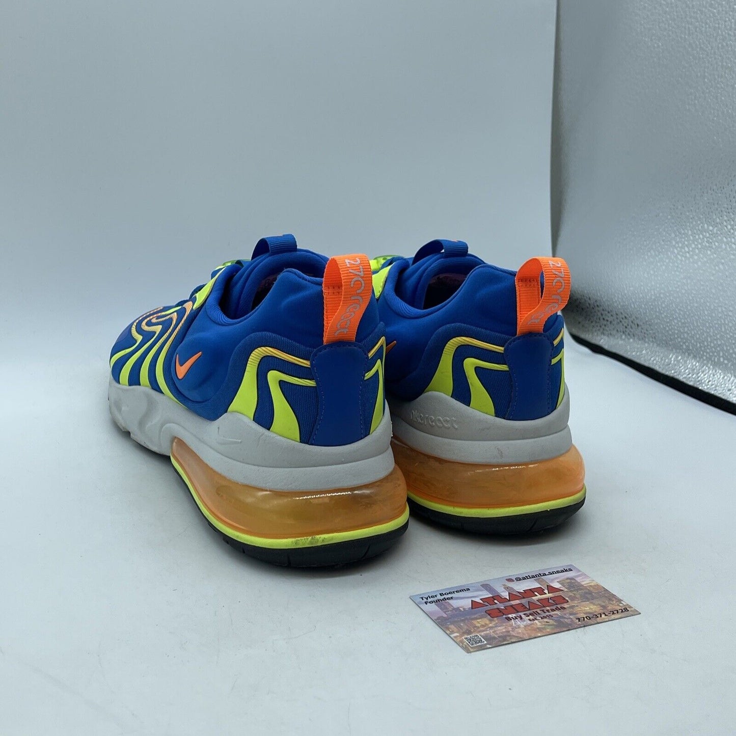 Size 12 - Nike Air Max 270 React ENG Blue White Orange Leather Suede CD0113-401