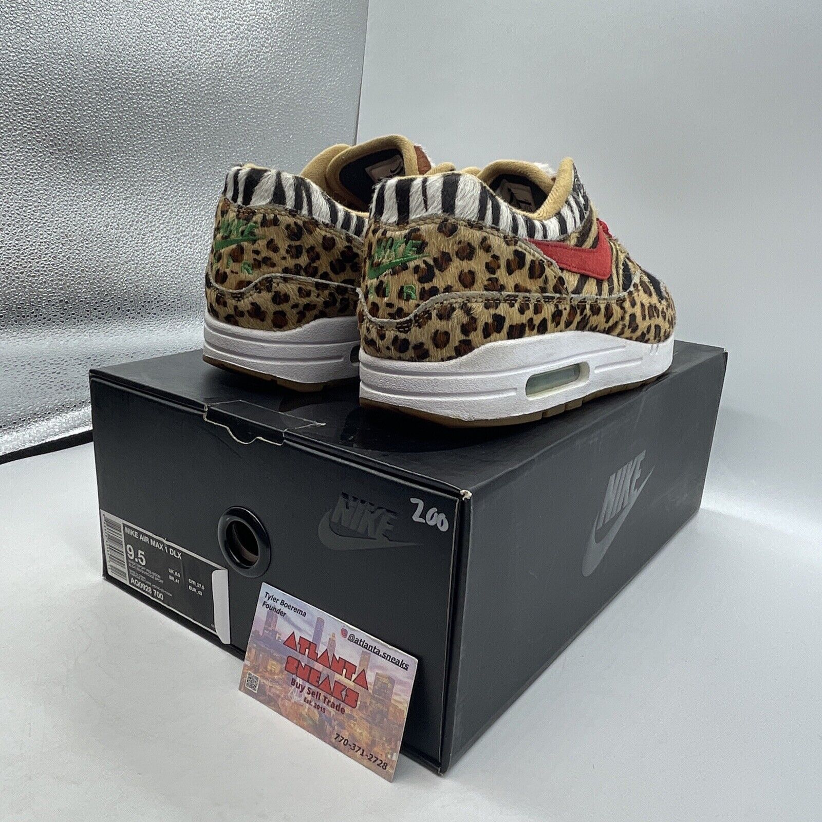 Size 9.5 - Nike Atmos x Air Max 1 DLX 2018 Animal Pack Black White (AQ0928-700)