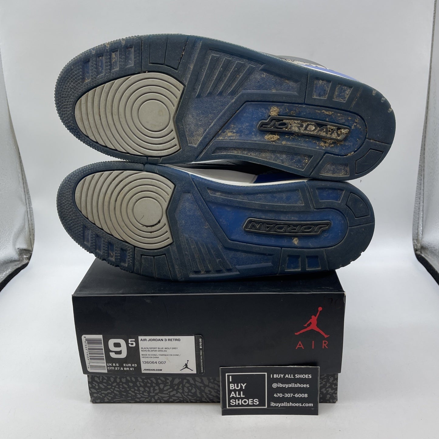 Size 9.5 - Air Jordan 3 Retro Sport Blue (136064-007)
