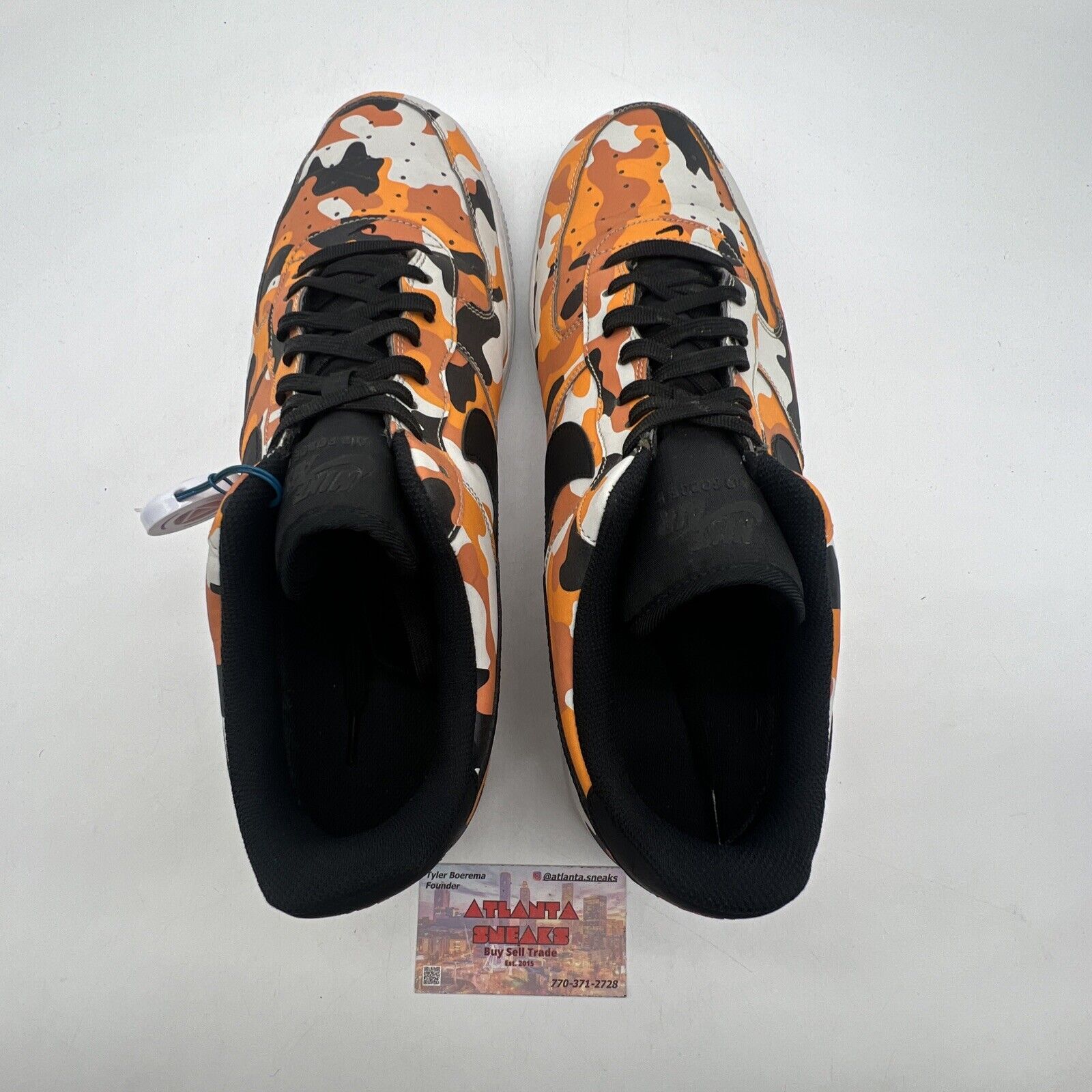 Size 14 - Nike Air Force 1 07 LV8 Orange Camo Black White Leather (823511-800)