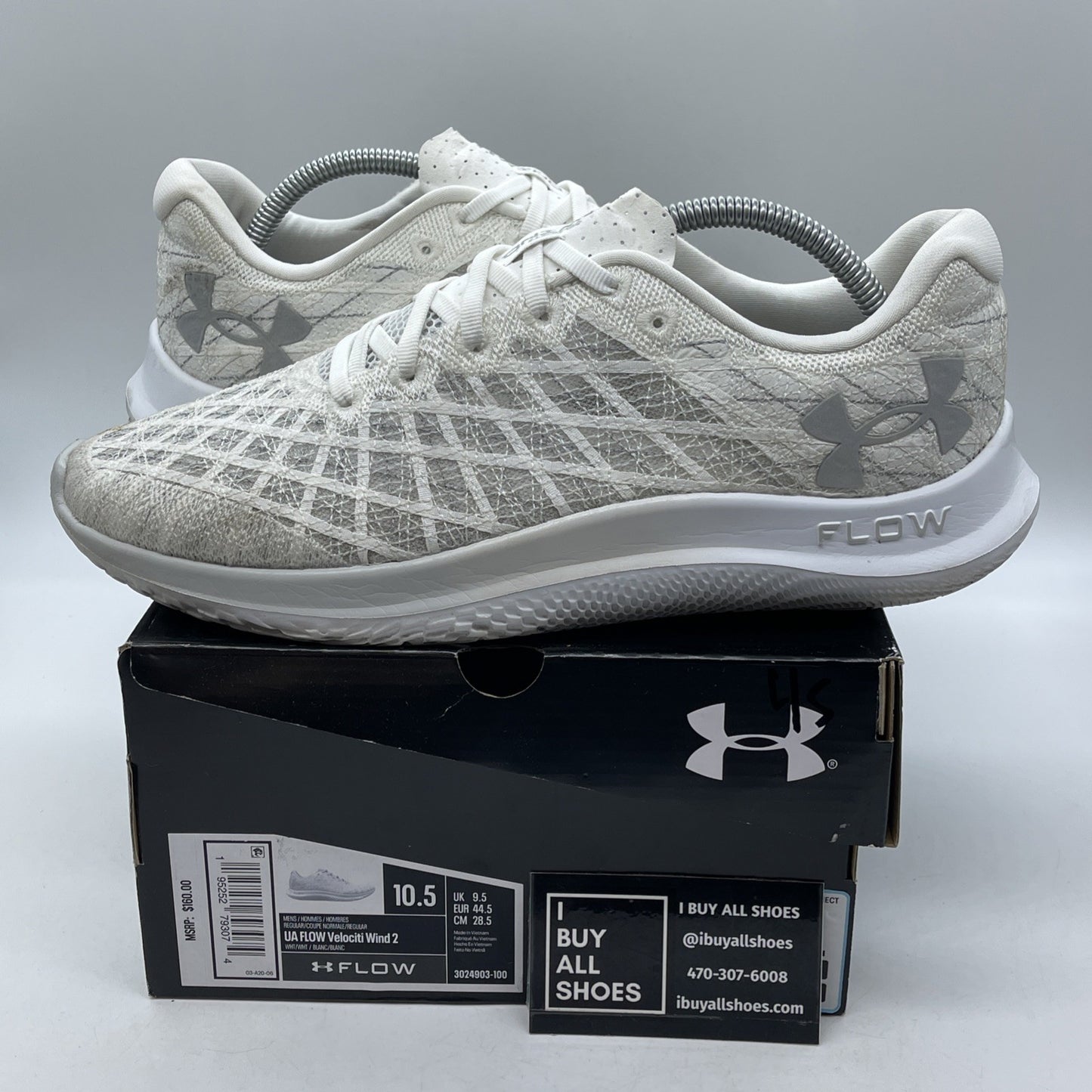 Size 10.5 - Under Armour Flow Velociti Wind 2 White Halo Grey (3024903-100)