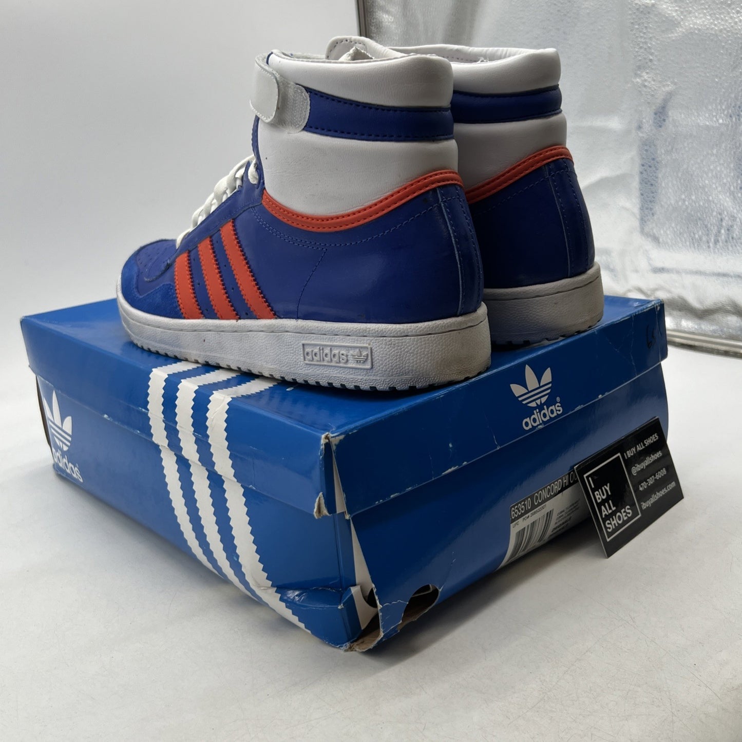 Size 11 - Adidas Concord Blue Leather High Top Sneaker (663510)