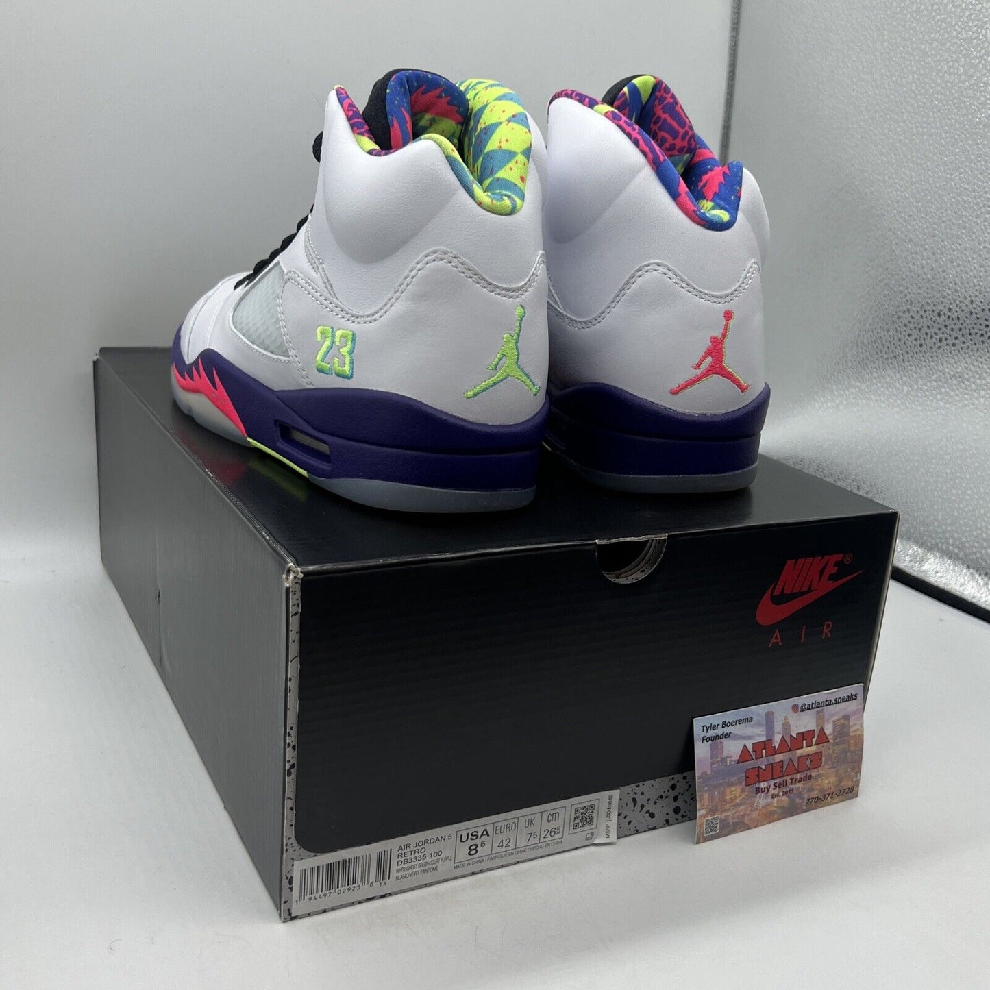 Size 8.5 - Jordan 5 Retro Alternate Bel-Air 2020 Brand New Og All White Purple