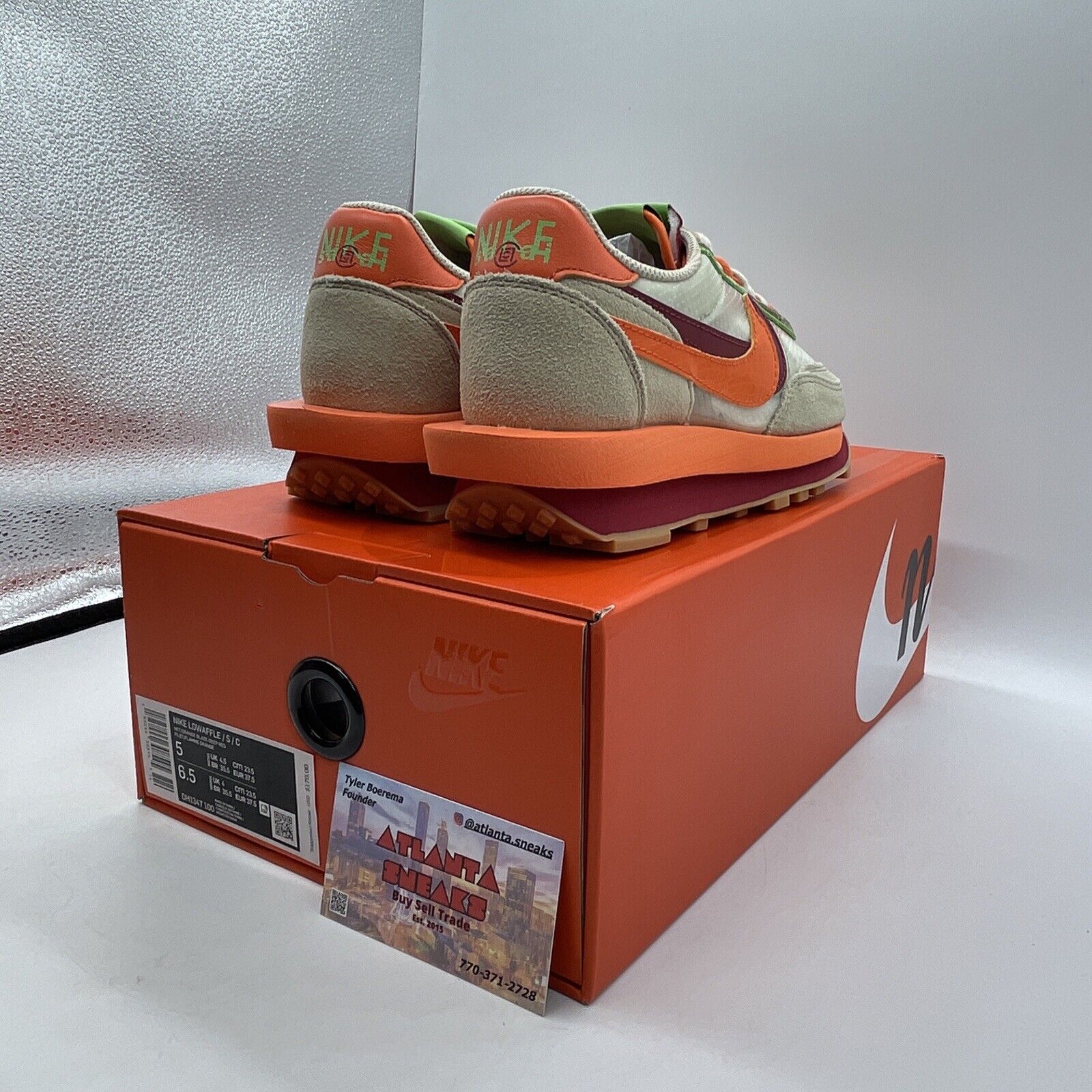 Size 5 - Nike sacai x Clot x LDWaffle Net Orange Blaze Orange Suede (DH1347-100)