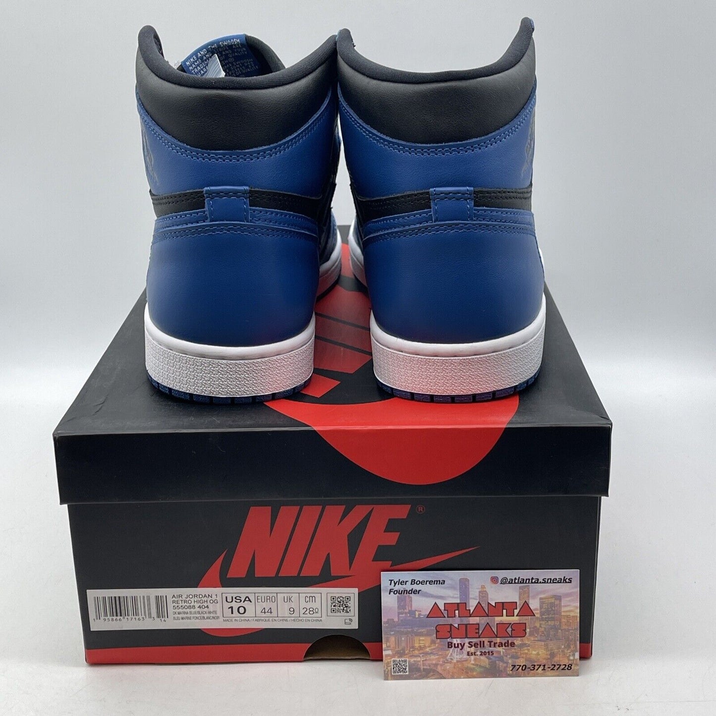 Size 10 - Jordan 1 Retro OG High Dark Marina Blue Leather (555088-404)
