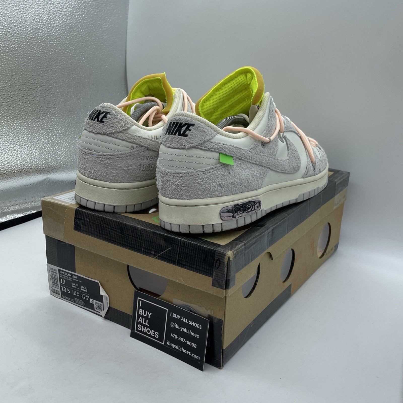 Size 12 - Nike Off-White x Dunk Low Lot 12 of 50 Grey Suede (DJ0950-100)