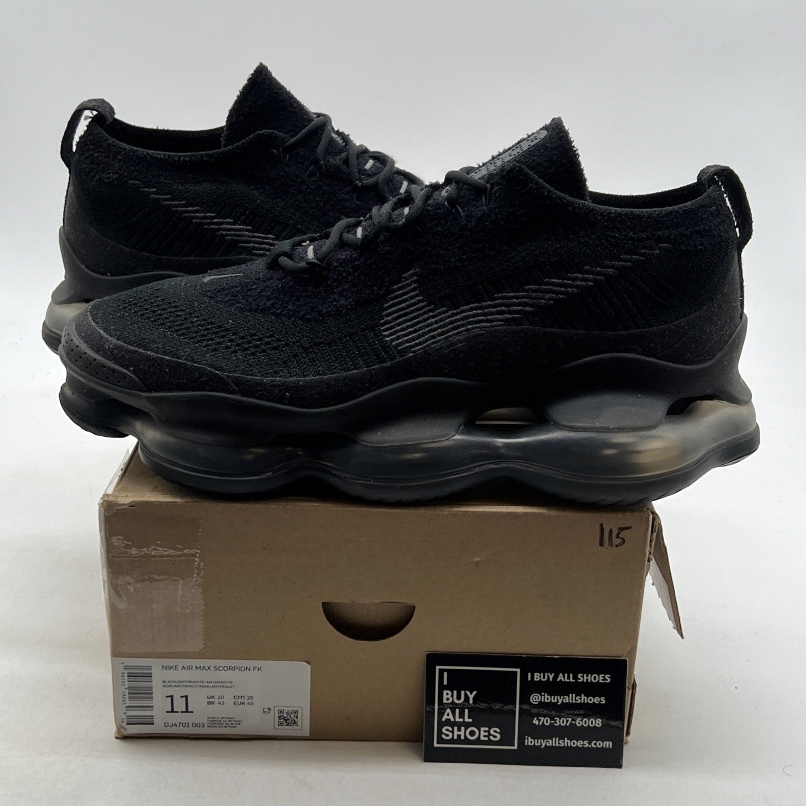 Size 11 - Nike Air Max Scorpion Flyknit Triple Black (DJ4701-003)