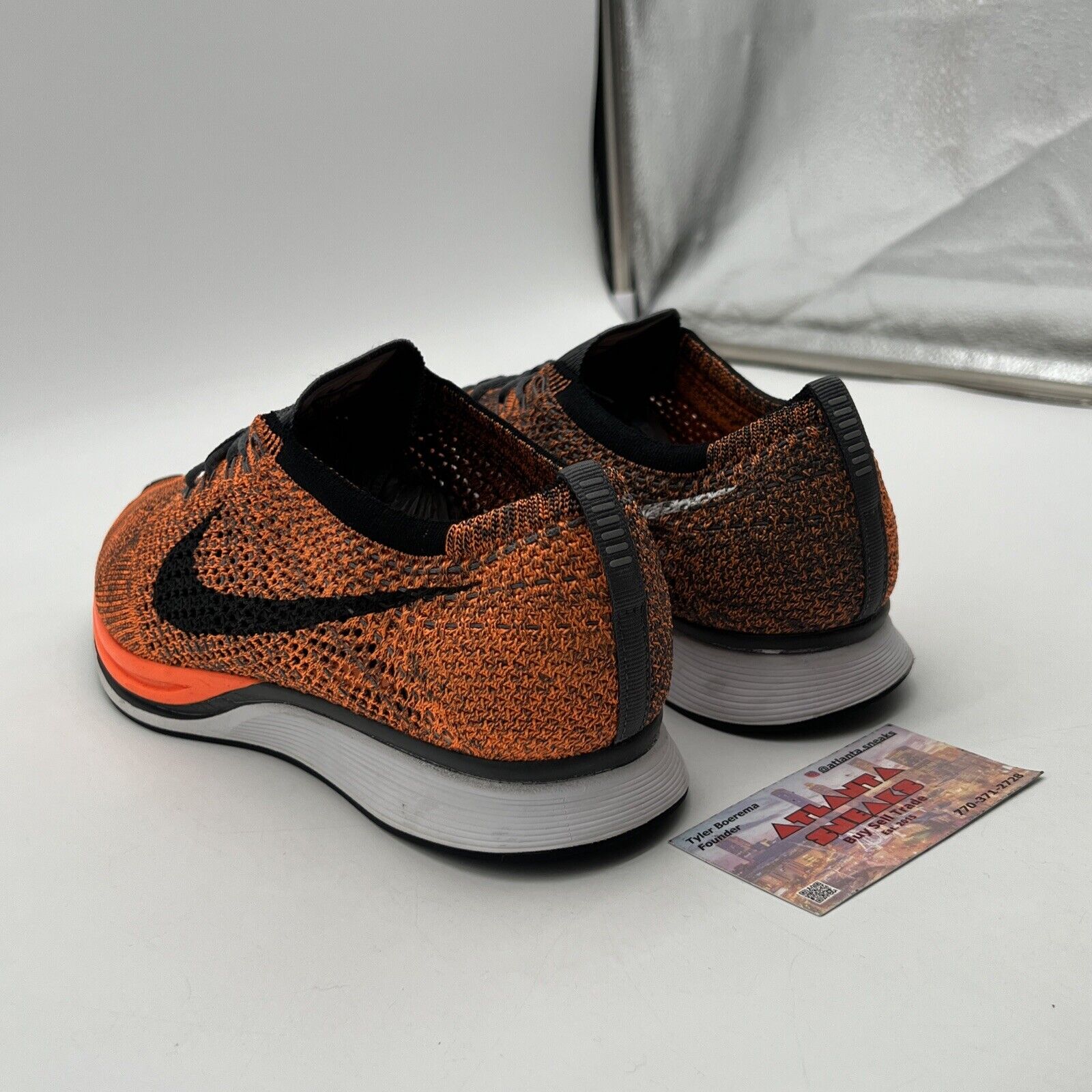 Size 11 - Nike Flyknit Racer Total Orange Grey Black (526628-810)