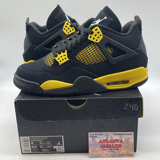 Size 8 - Jordan 4 Retro Mid Thunder Black Yellow Suede (DH6927-017)