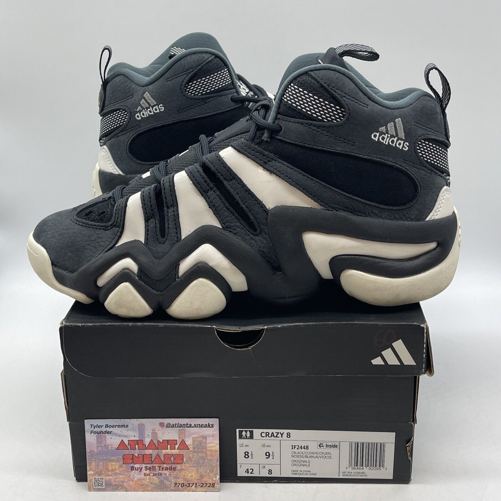 Size 8.5 - adidas Crazy 8 2023 Black White Yellow Suede Leather (IF2448)