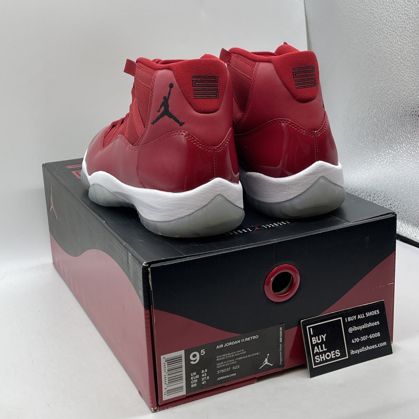 Size 9.5 - Jordan 11 Retro High Win Like '96 Red Black Leather (378037-623)