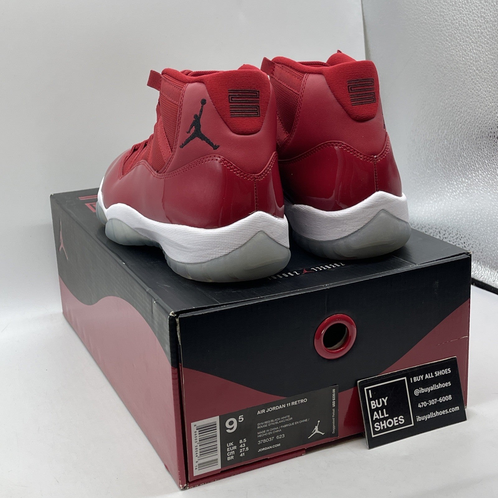 Size 9.5 - Jordan 11 Retro High Win Like '96 Red Black Leather (378037-623)