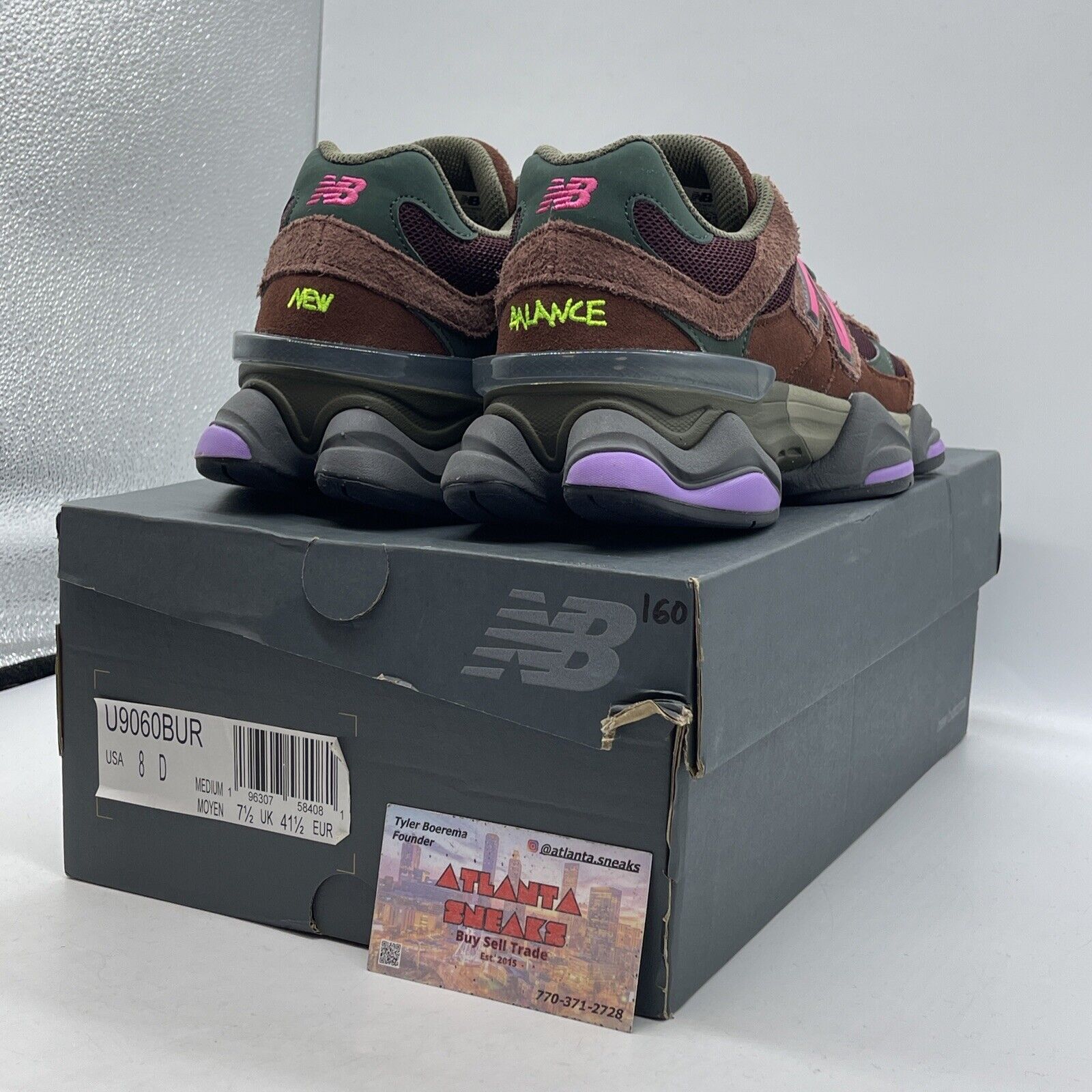 Size 8 - New Balance 9060 Burgundy Pink Brown Green Suede (U9060BUR)