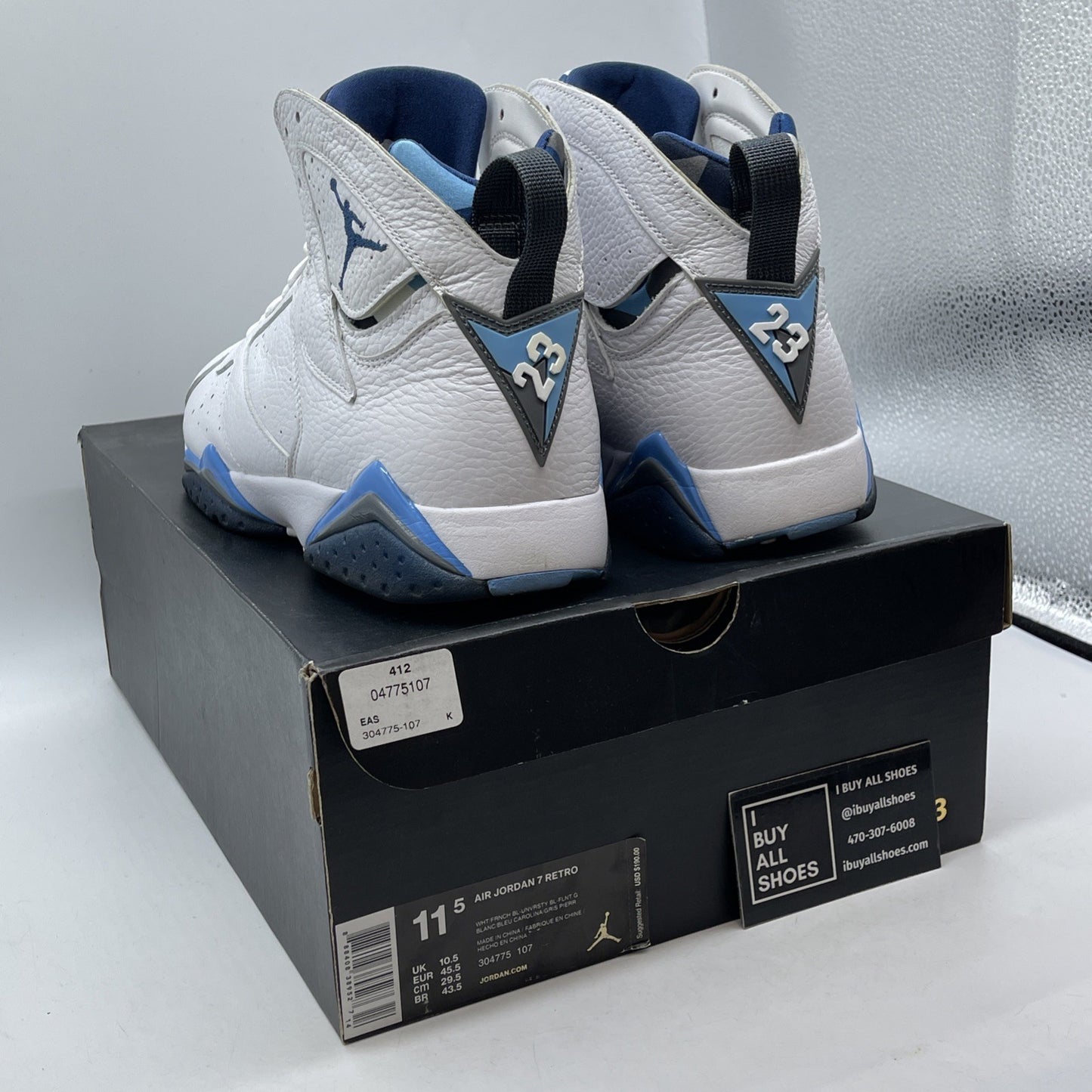 Size 11.5 - Air Jordan 7 Retro 2015 French Blue White Leather (304775-107)