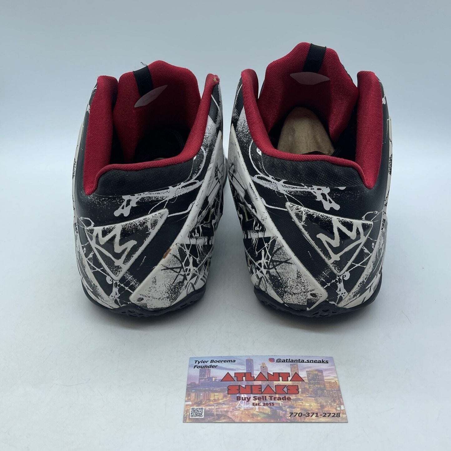 Size 10.5 - Nike LeBron 11 Graffiti Black White Red Leather (616175-100)
