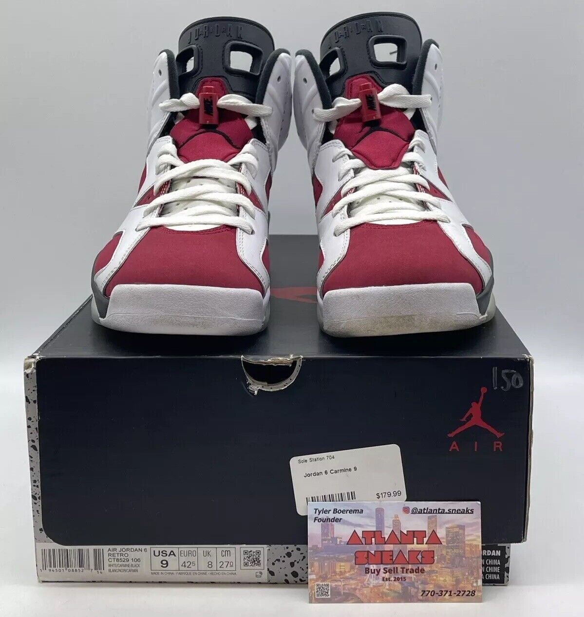 Size 9 - Jordan 6 Retro OG Mid Carmine White Red Black (CT8529-106)