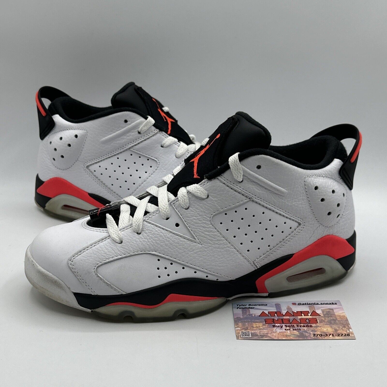 Size 9.5 - Jordan 6 Low Infrared 2015 White Black Red Leather Tumbled MJ