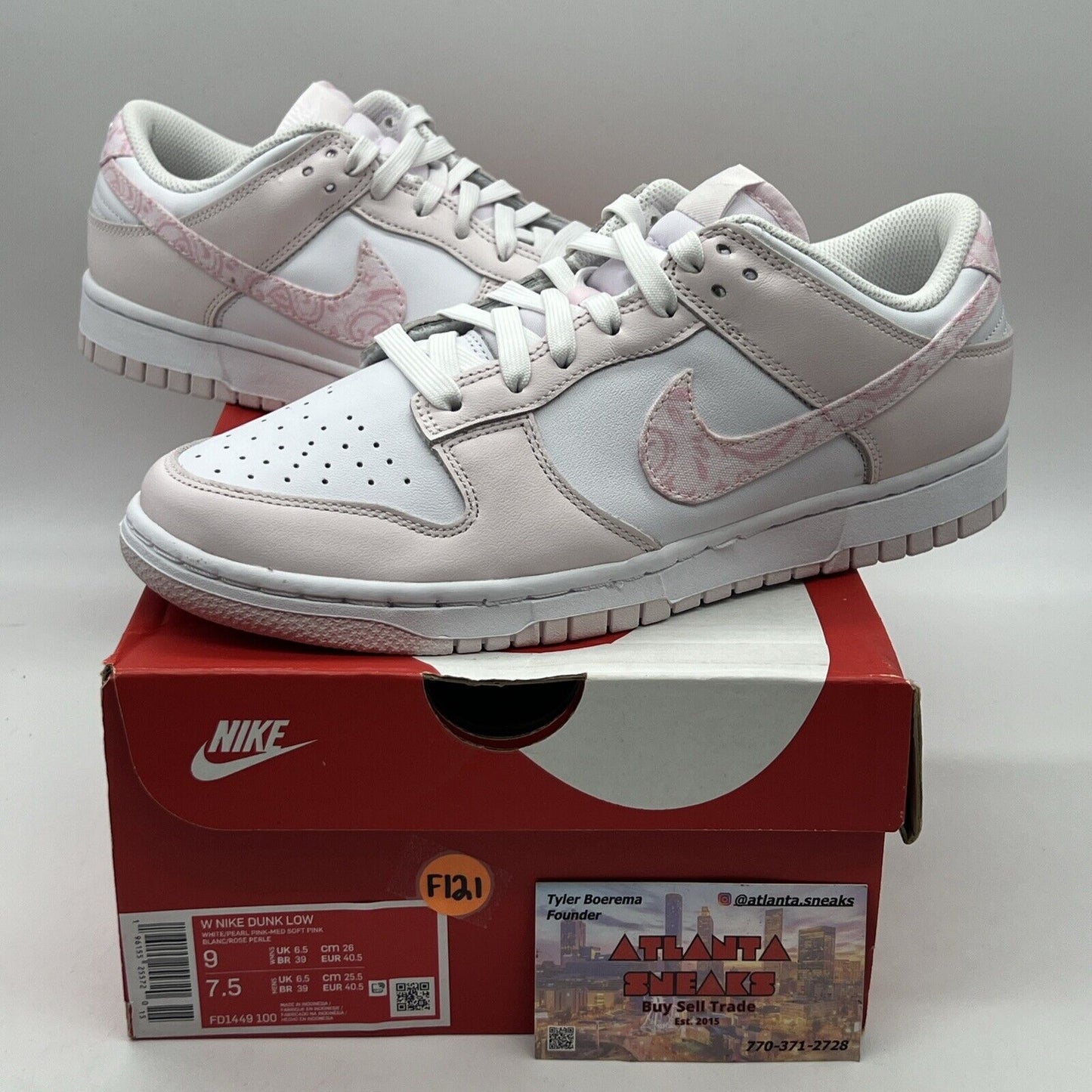 Size 9 - Nike Dunk Low Pink Paisley 2023 Brand New Og All White