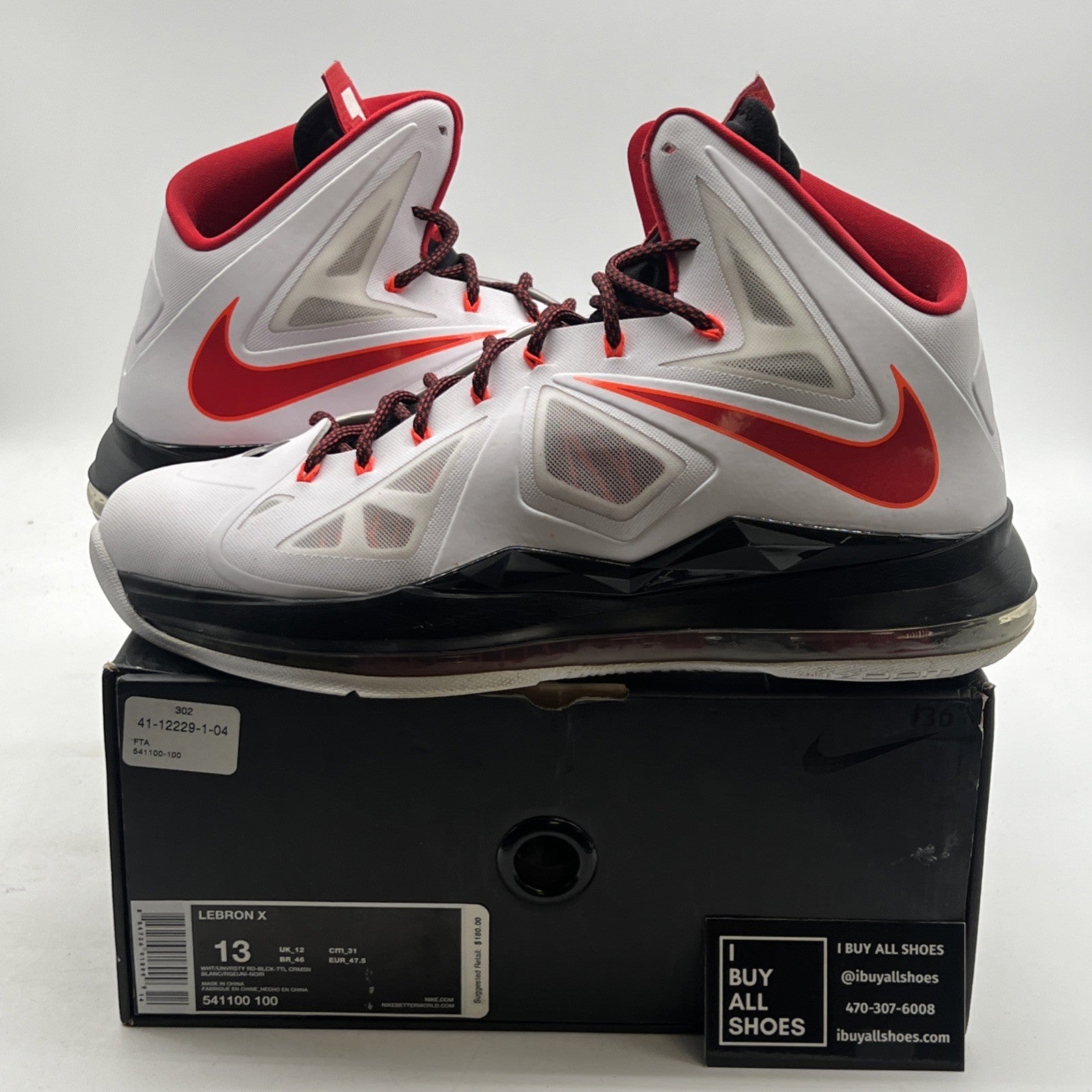 Size 13 - Nike LeBron 10 Heat Home (541100-100)