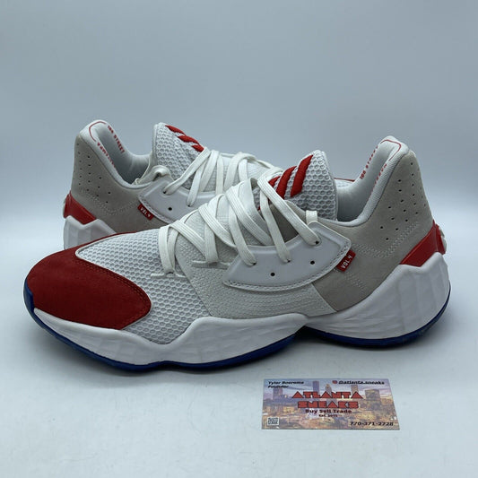Size 13.5 - adidas Harden Vol. 4 Question Red Brown White Suede Leather (FV5598)