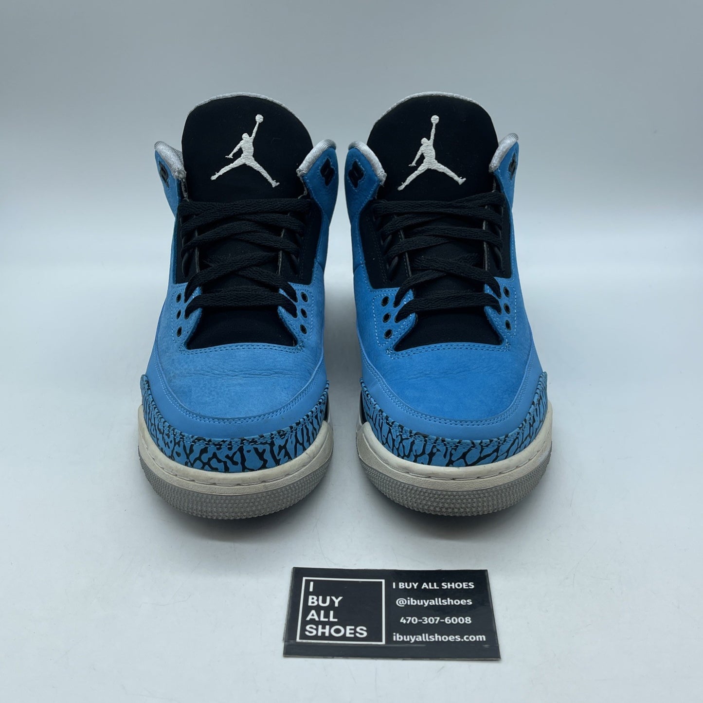 Size 9.5 - Air Jordan 3 Retro Powder Blue Black Suede (136064-406)