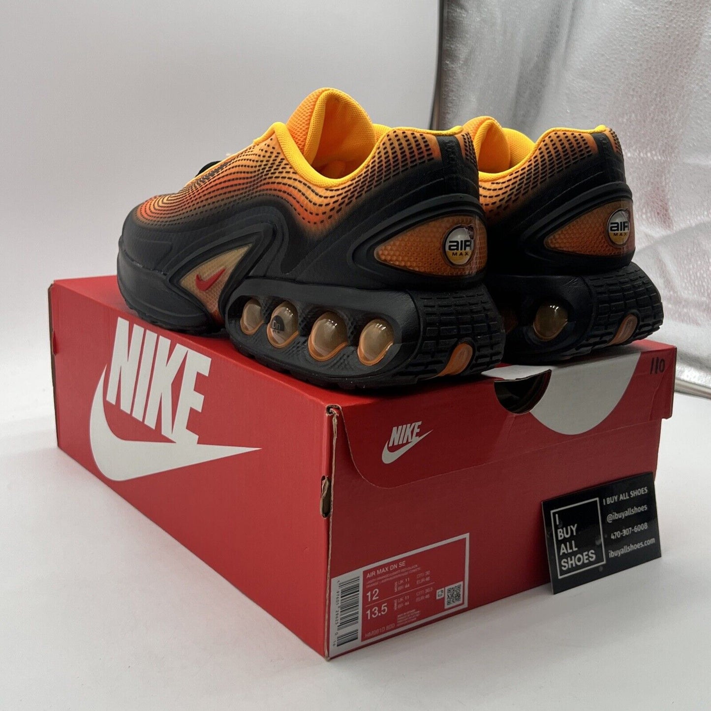 Size 12 - Nike Air Max DN SE Shoes Black Laser Orange Comet Red (HM0810-800)