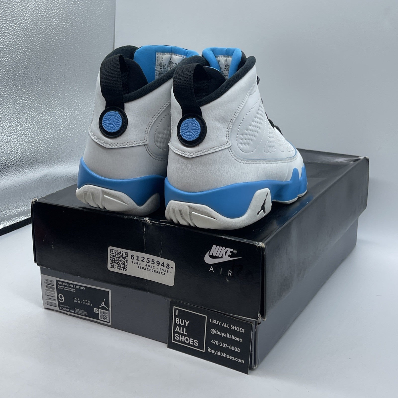 Size 9 - Air Jordan 9 Retro 2024 Powder Blue White Leather (FQ8992-101)