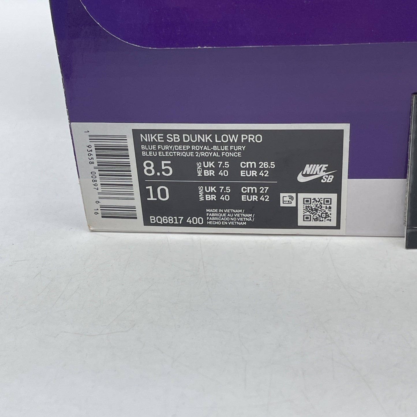 Size 8.5 - Nike Dunk SB Low Blue Fury (BQ6817-400)