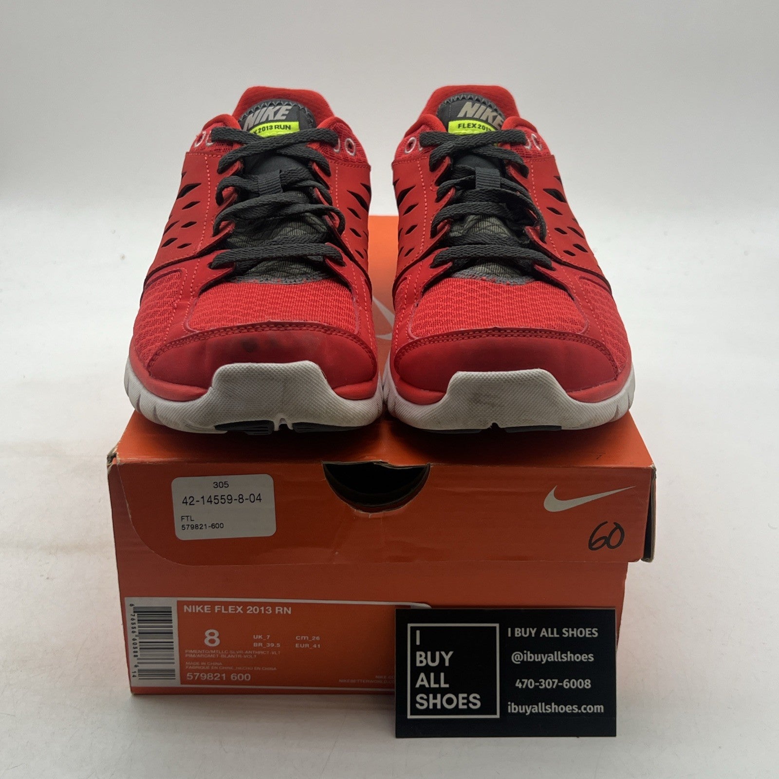 Size 8 - Nike Flex 2013 Run Red Men’s Sneakers (579821-600)