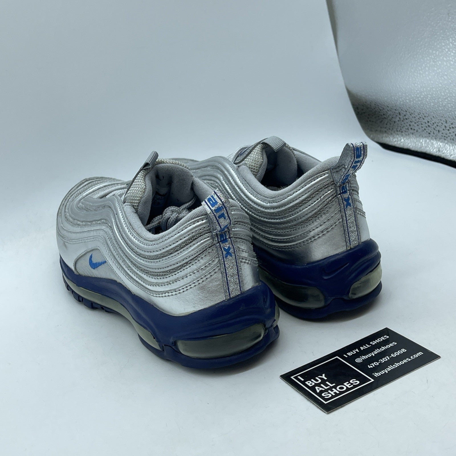 Size 9.5 - Nike Air Max 97 Silver Blue Suede Leather (312641-016)