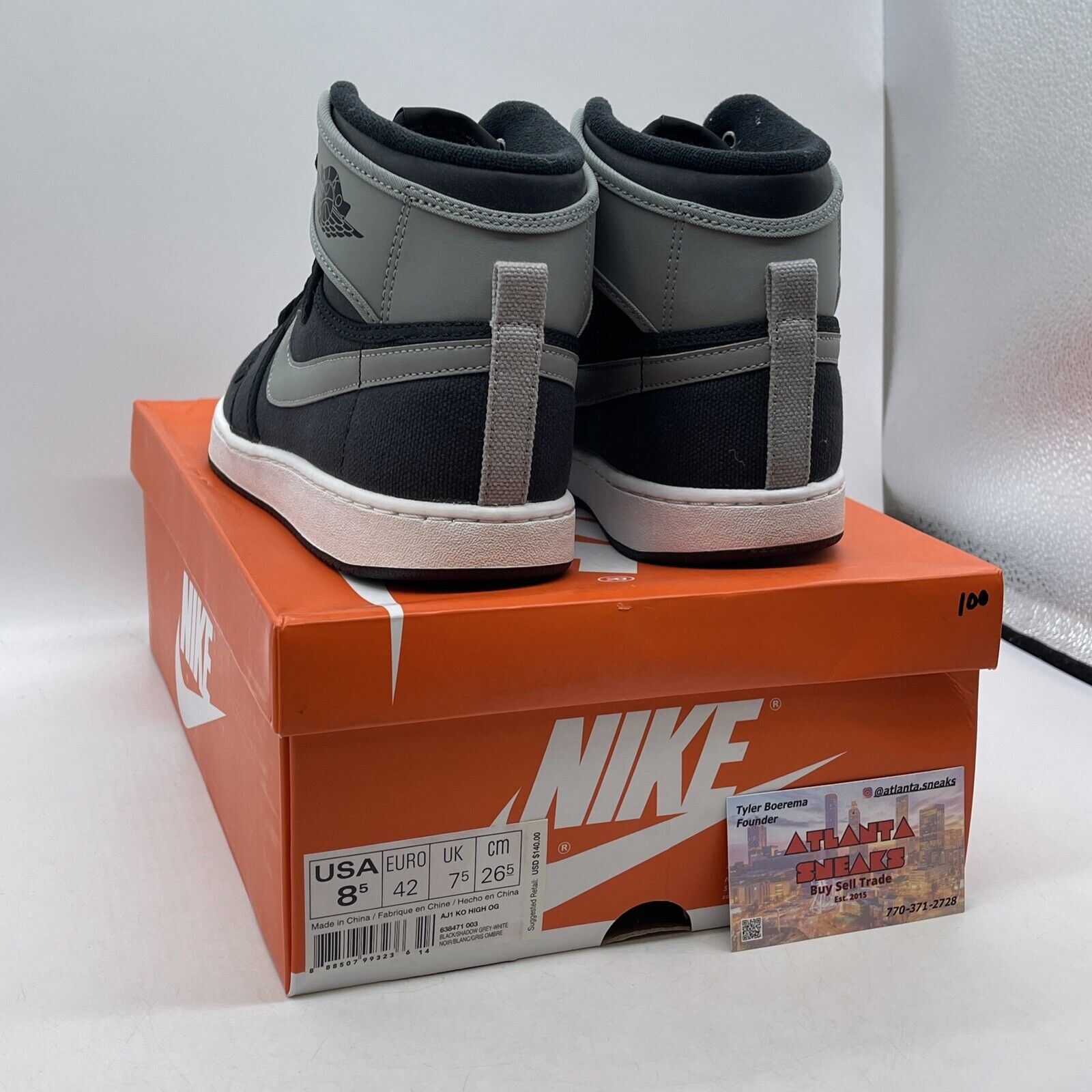 Size 8.5 - Jordan AJKO Retro High Shadow Grey Black Suede Leather (638471-003)