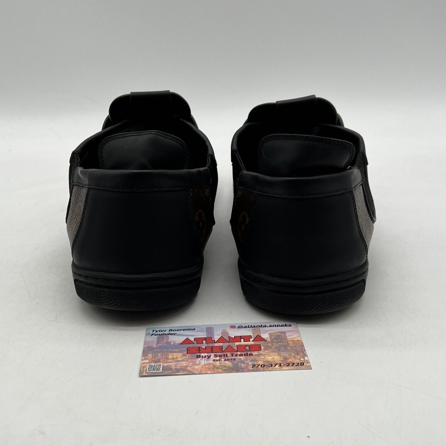 Size 13 -Louis Vuitton Brown/Black Monogram Canvas and Leather Match Up Low Top