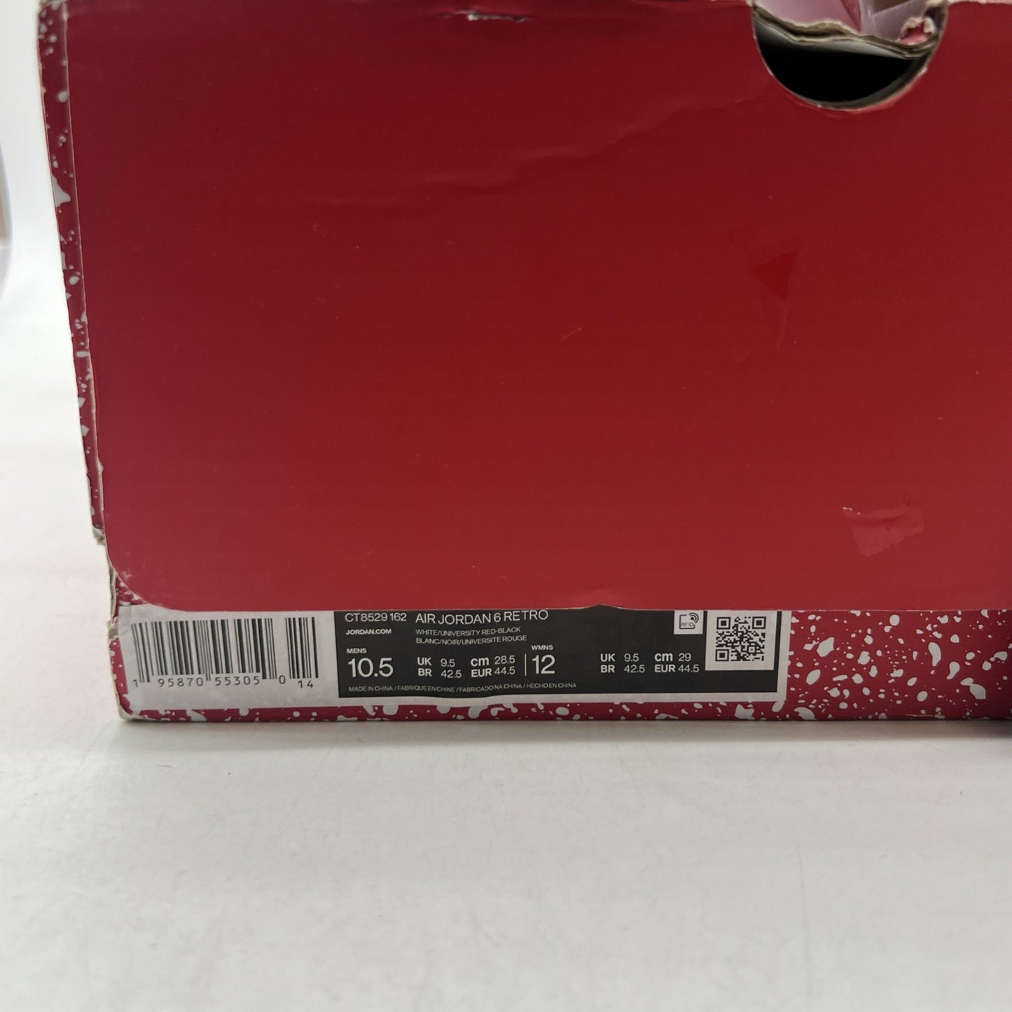 Size 10.5 - Air Jordan 6 White and University Red 2022 (CT8529-162)