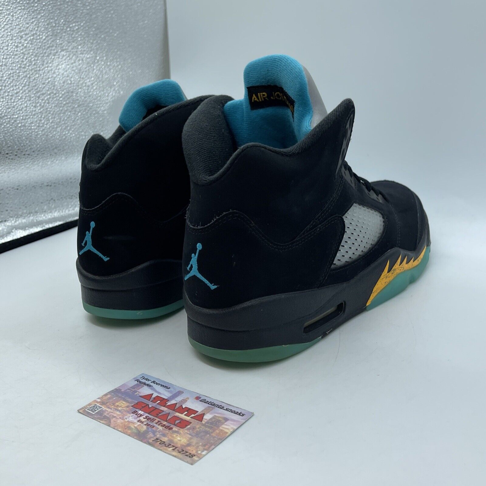 Size 10 - Jordan 5 Retro Mid Aqua Black Blue Yellow Suede (DD0587-047)