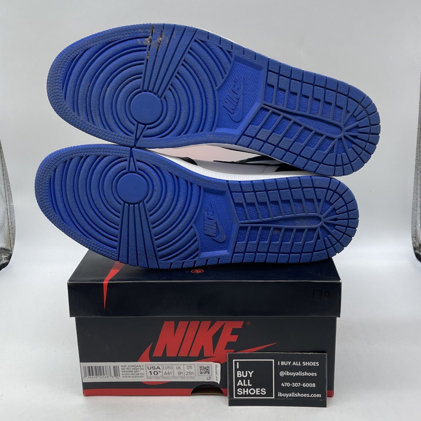 Size 10.5 - Jordan 1 Retro OG High Royal Toe Blue Leather (555088-041)