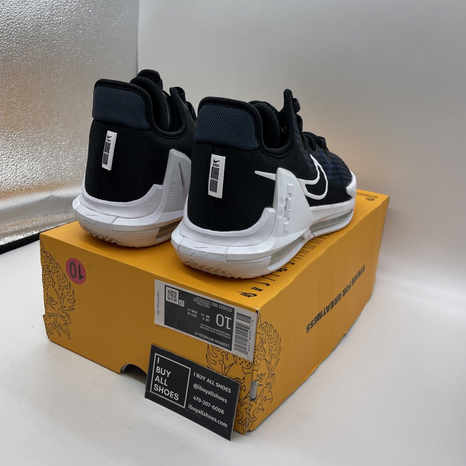 Size 10 - Nike LeBron Witness 6 Black Dark Obsidian (CZ4052-002)