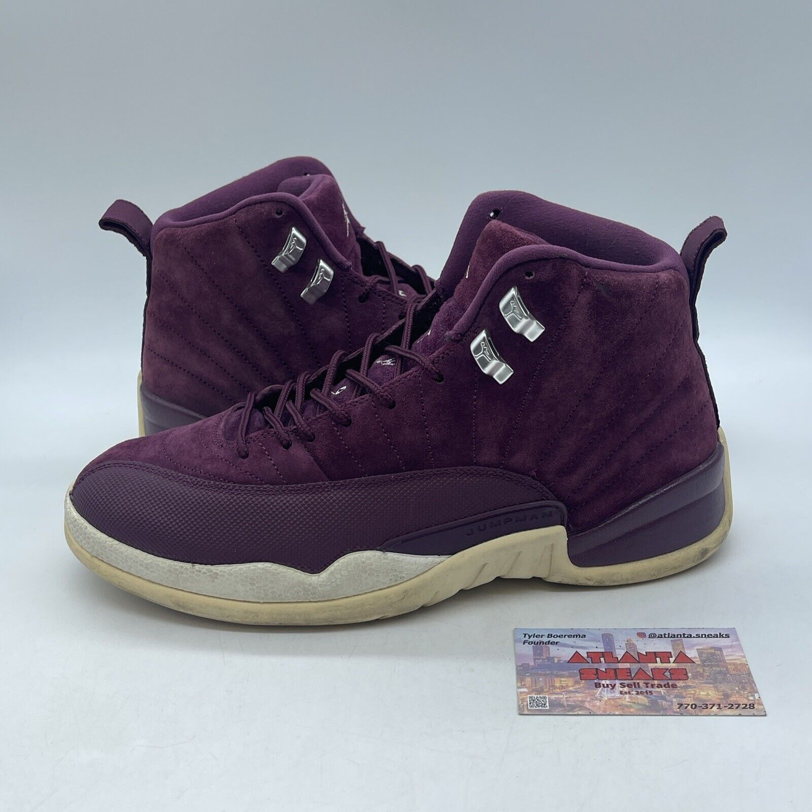 Size 10 - Air Jordan 12 Retro Bordeaux Burgundy Silver Suede (130690-617)