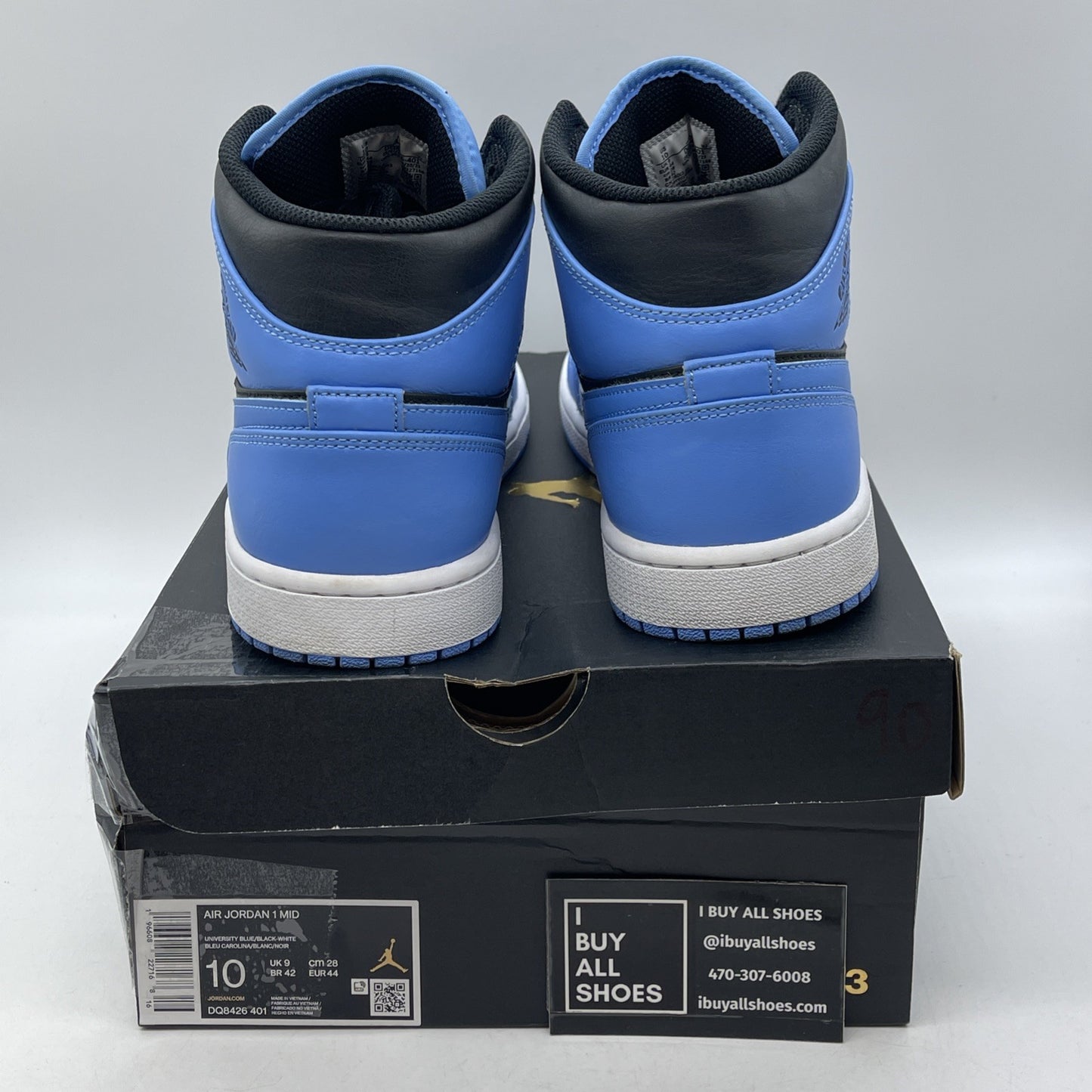 Size 10 - Air Jordan 1 Mid University Blue Black White Leather (DQ8426-401)