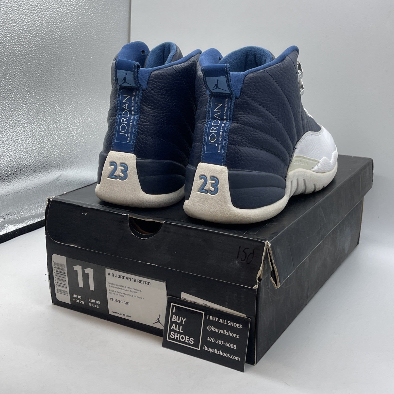 Size 11 - Air Jordan 12 Retro 2012 Obsidian Blue White Leather (130690-410)