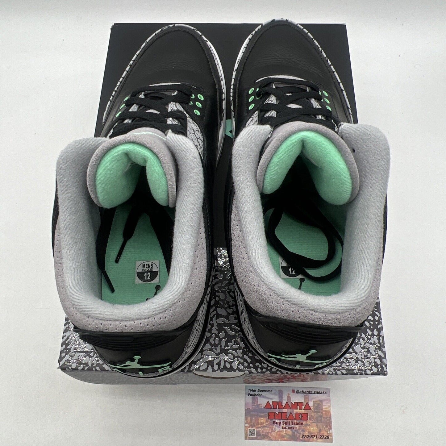 Size 12 - Air Jordan 3 Retro Green Glow Black White Mint Leather (CT8532-031)