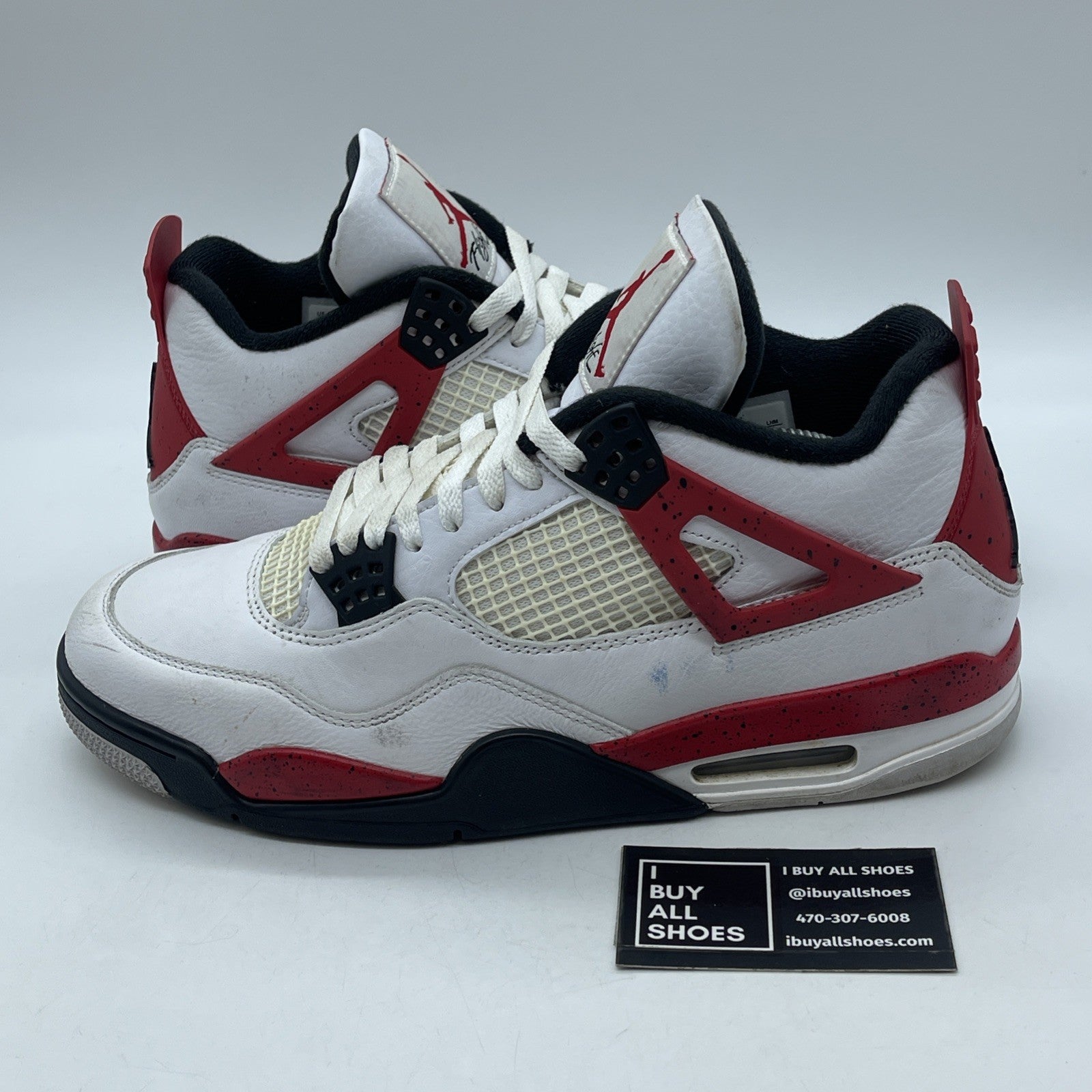 Size 11 - Air Jordan 4 Retro Mid Red Cement White Black Leather (DH6927-161)