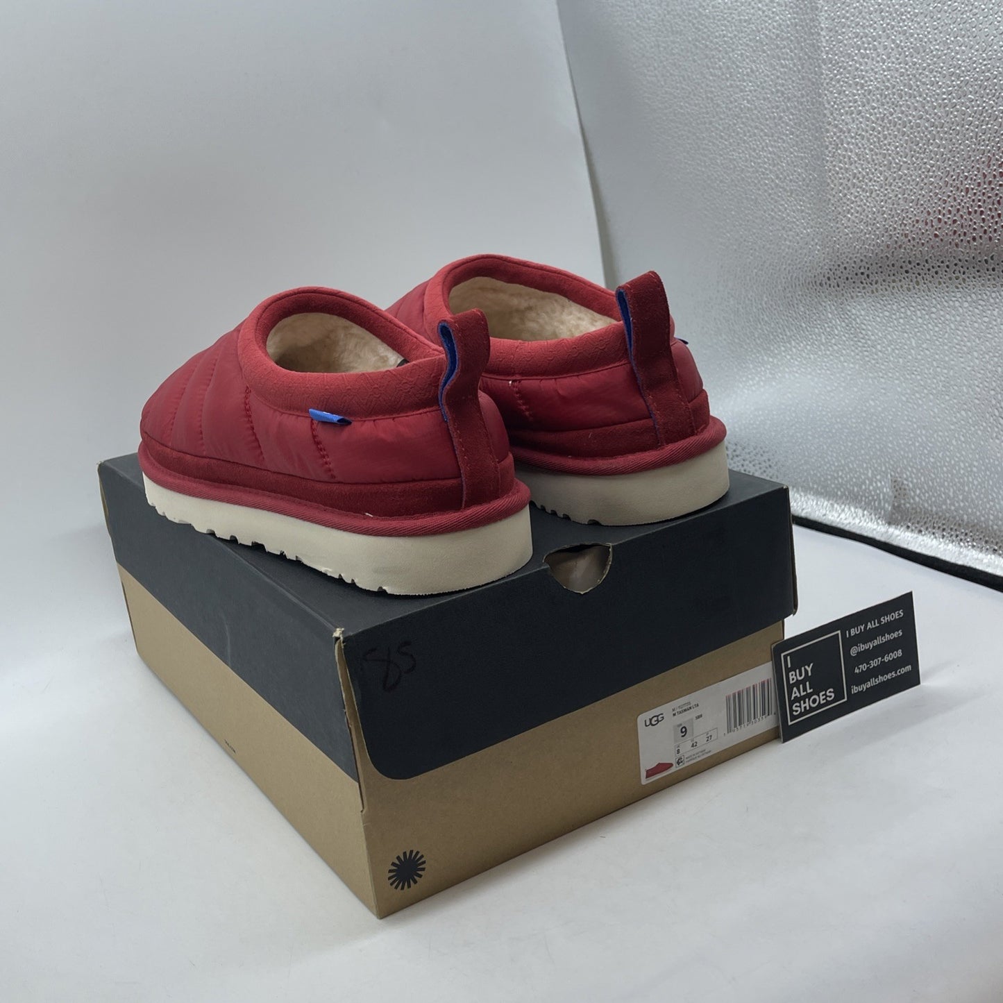 Size 9 - UGG Tasman LTA Men's Red Nylon Slip On Slipper Shoes Suede (1127735)