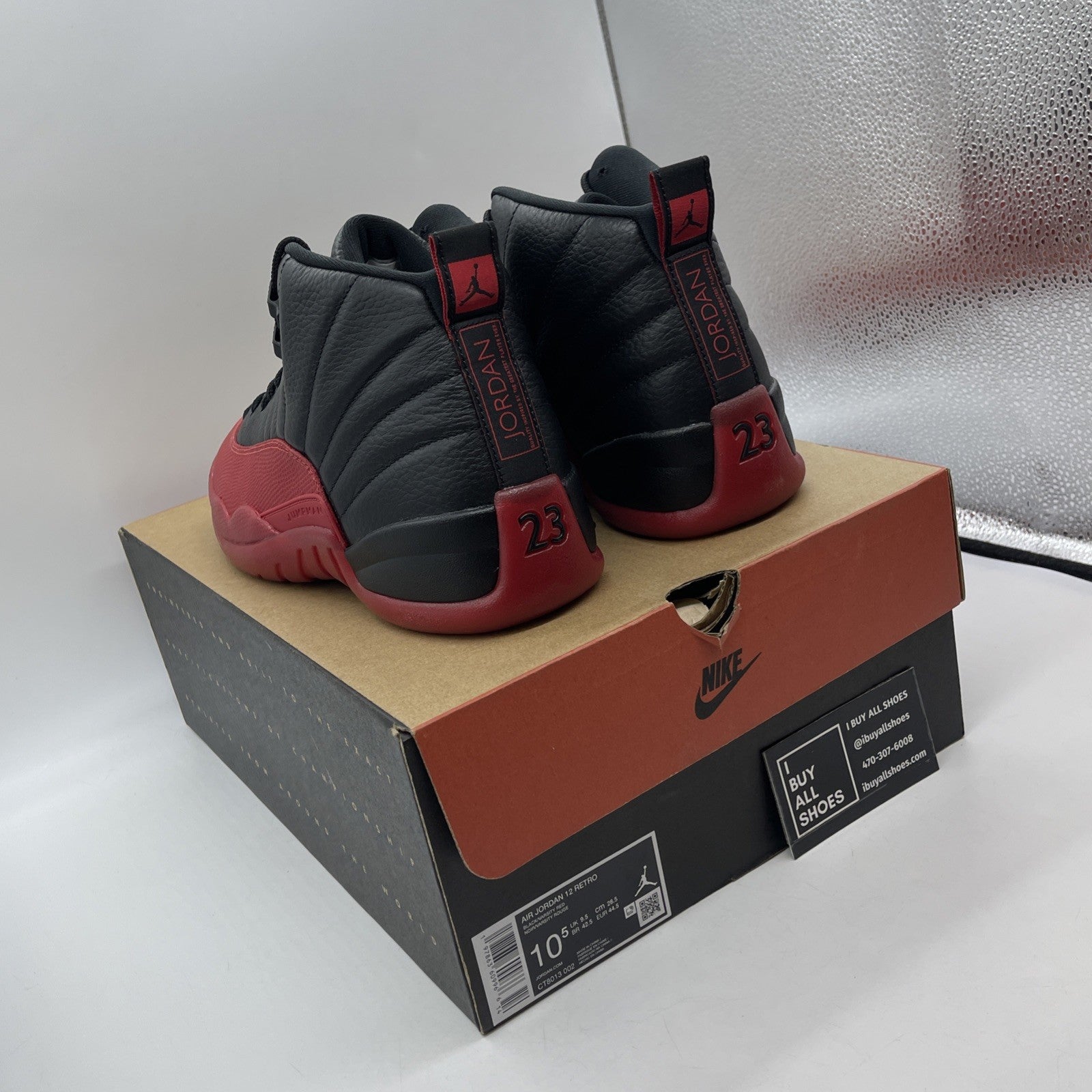 Size 10.5 - Air Jordan 12 Retro 2025 Flu Game Black Red Leather (CT8013-002)