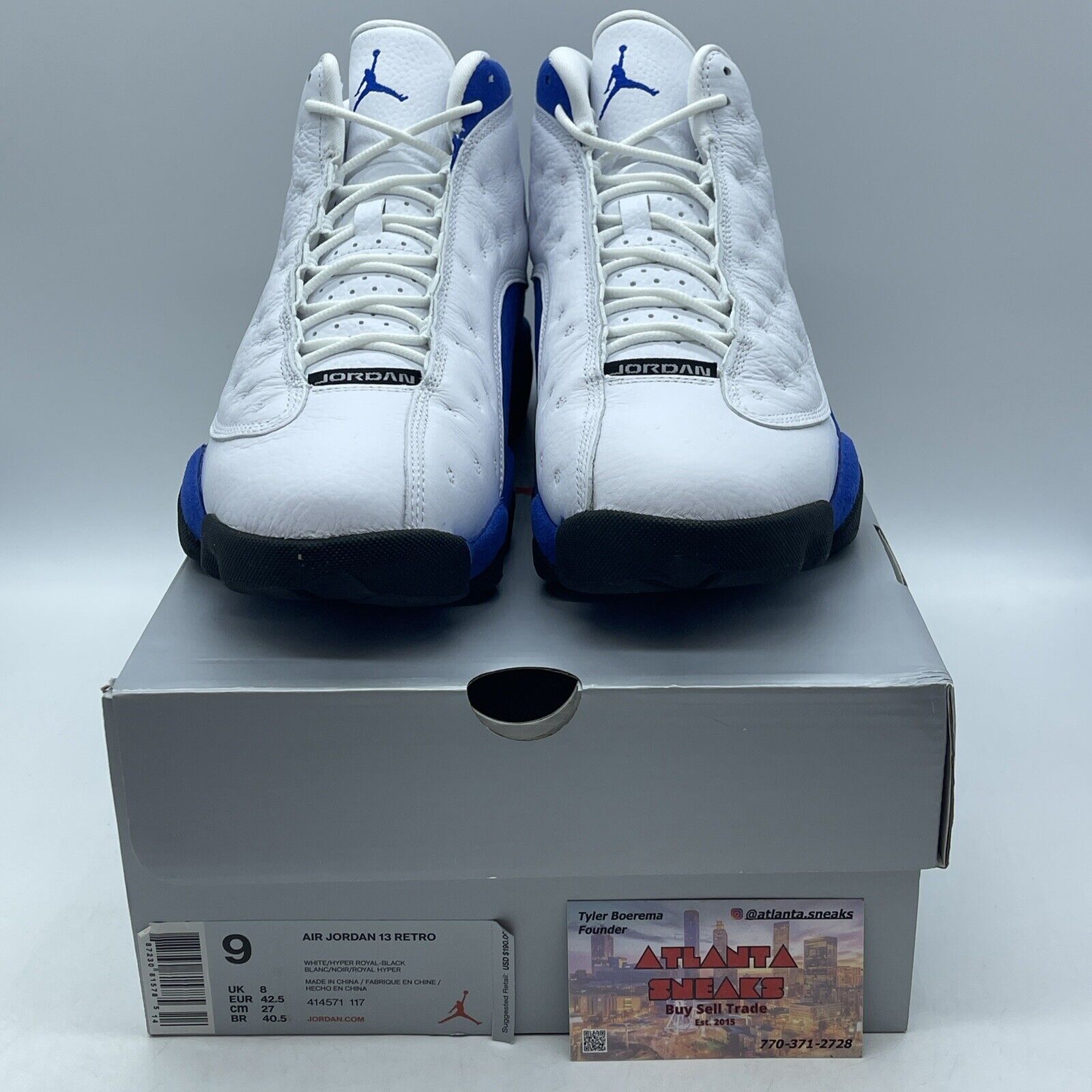 Size 9 - Air Jordan 13 Retro Hyper Royal White Blue Suede Leather (414571-117)